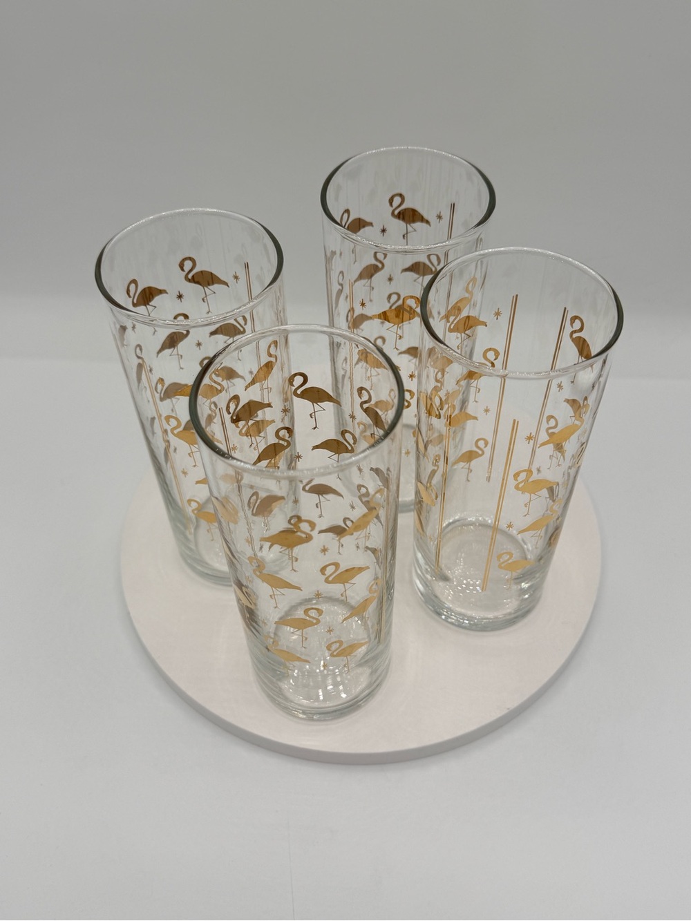 Gold Flamingo Highball Glasses - Set of 4